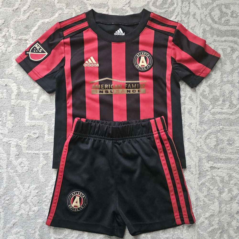 Adidas Kids Black and Red Soccer Jersey Set